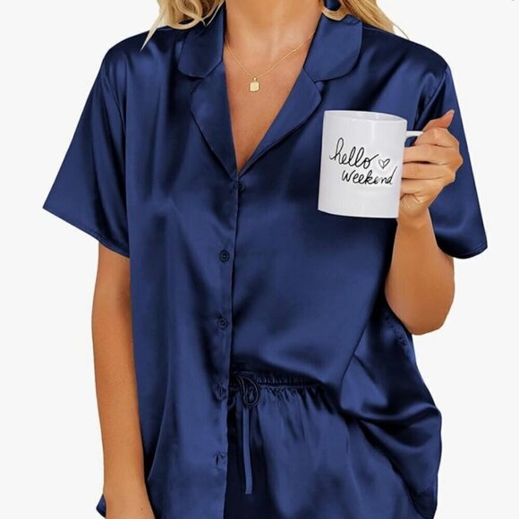 Navy Blue Super Soft Shorts PJ Set Size M NWOT - Picture 1 of 3